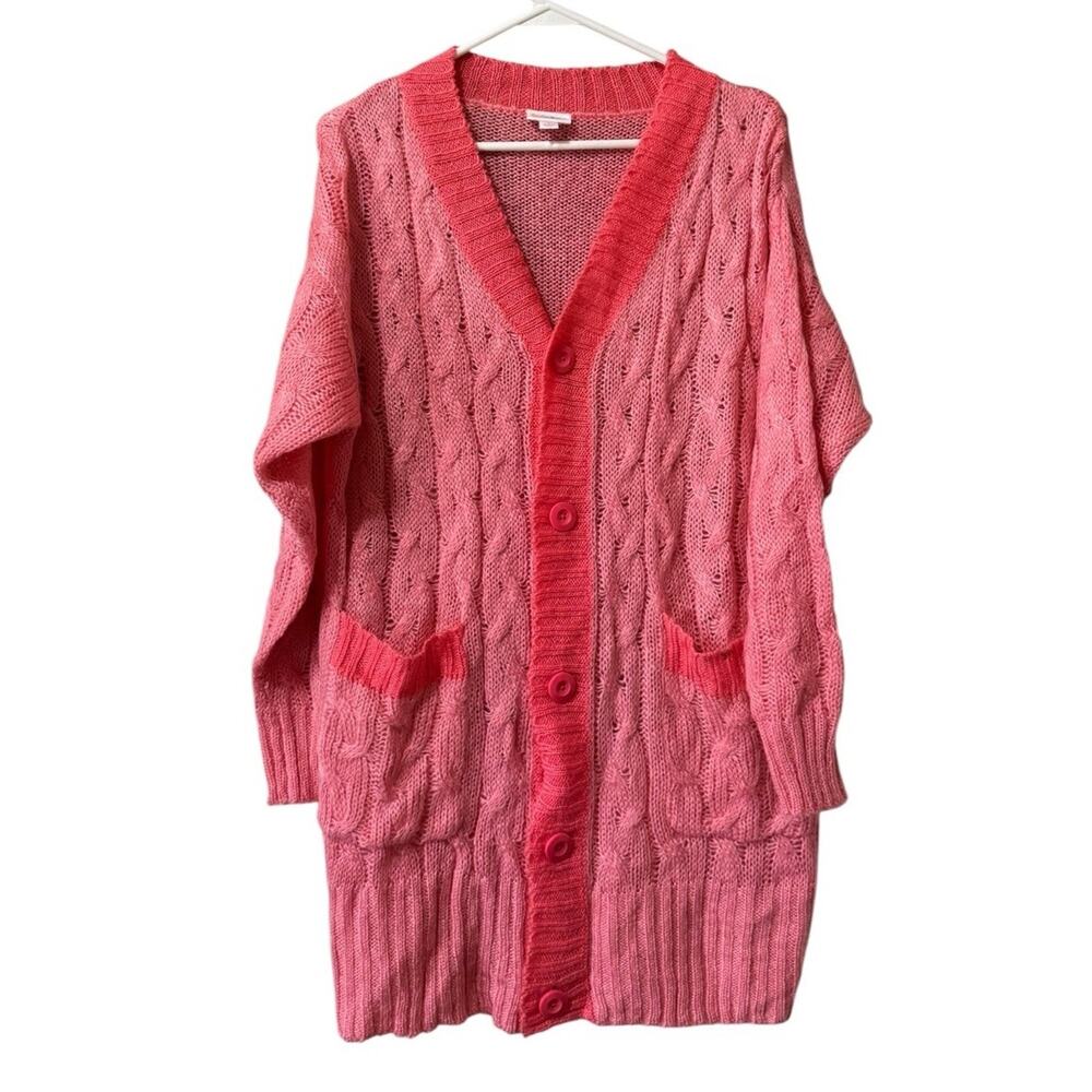 LulaRoe Women Size Small Button Down Cardigan‎ Sweater V Neck Pink Knit Acrylic
